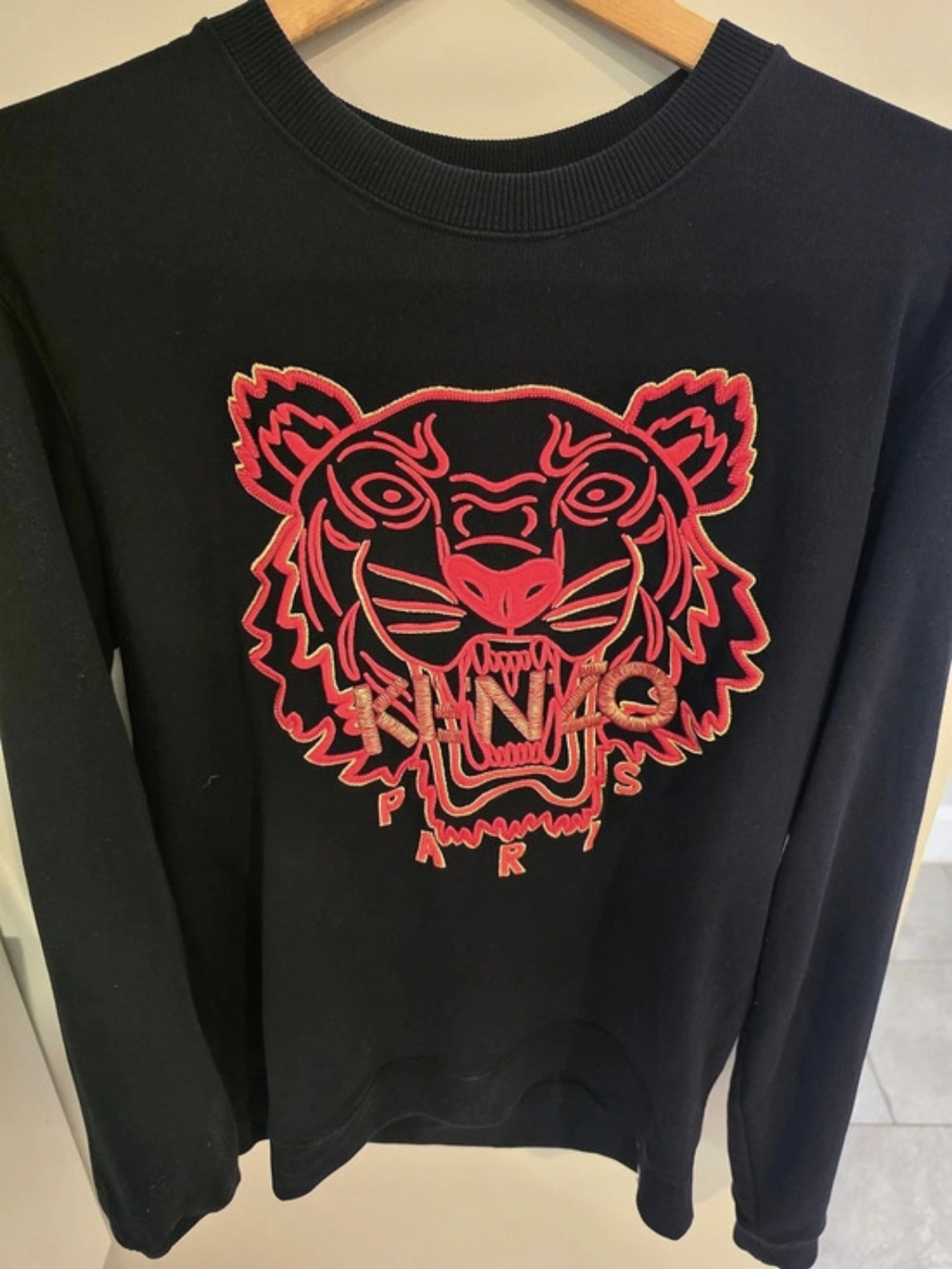 Kenzo Tiger Embroidered Sweatshirt Black & Red Size Medium